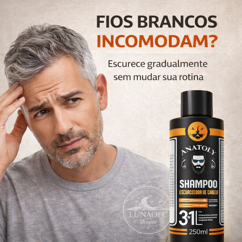 Detalhes do Shampoo Escurecedor de Cabelo Antiqueda | Reduz Fios Brancos e Grisalhos | Uso Contínuo