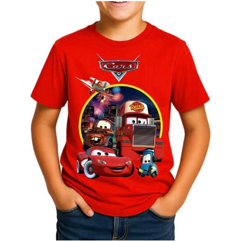 Camiseta Infantil Juvenil Carros Relampago McQueen Personagens Camisa Estampada Algodão Lançamento