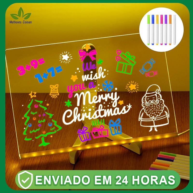 Luminária Led Escrever De Caneta Lousa Quadro Mesa Anotações Acrílico Escreve Apaga em Oferta na Shopee