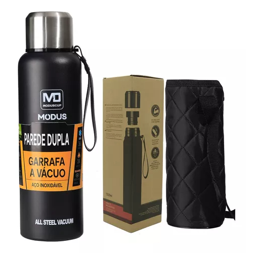 MODUS Garrafa  Térmica Aço Inox Portátil Caneca de Viagem com Corda e Bolsa 1000ML/1500ML em Oferta na Shopee