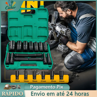 Jogo de Soquetes de Impacto 15 Peças 8 A 32mm para condução de parafuso em carros em Oferta na Shopee