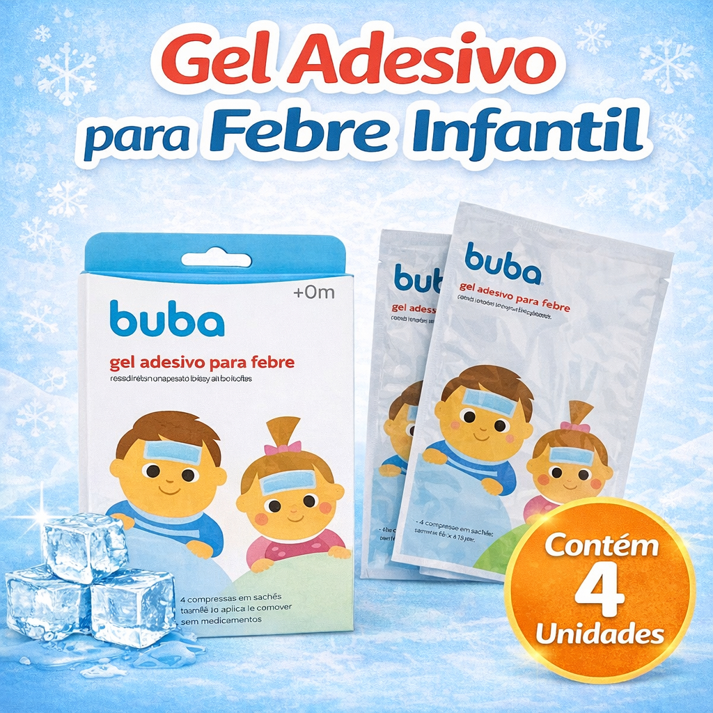 Gel de Febre Infantil 4 unidades - Alívio Refrescante Sem Medicamentos | Seguro para Bebês