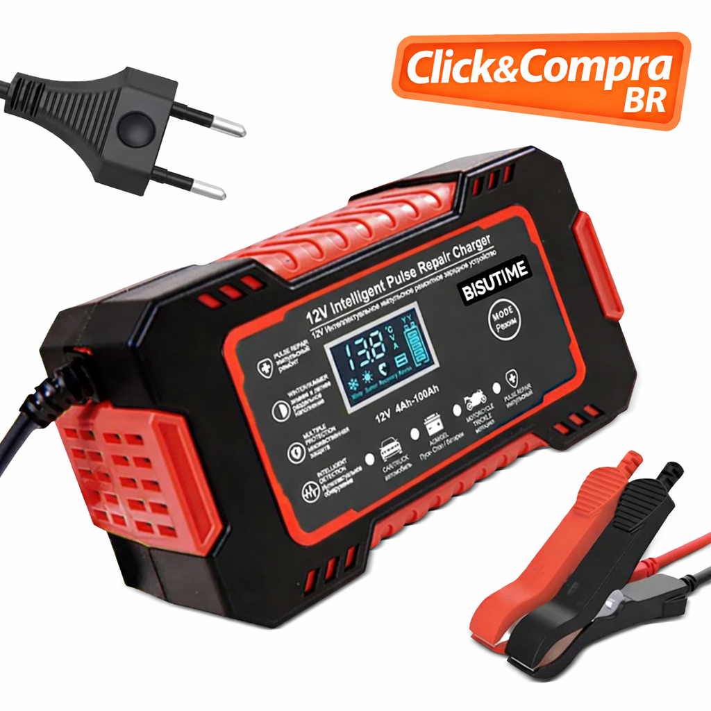 Carregador de bateria automotivo inteligente 12 V Display Digital Automático