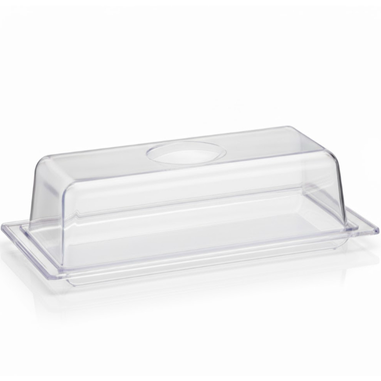 Porta Pão Salgados Doces Acrílico Retangular Transparente 28x15 Protetor de Alimento Premium Keita