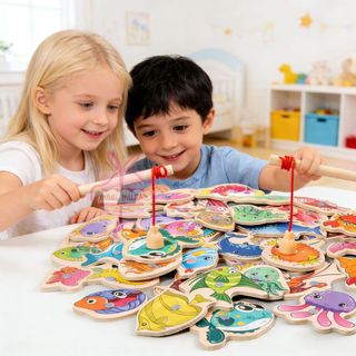 54,33,16 Peças Brinquedos Pescaria Magnéticos infantil De Madeira/Jogos Educacionais Para…
