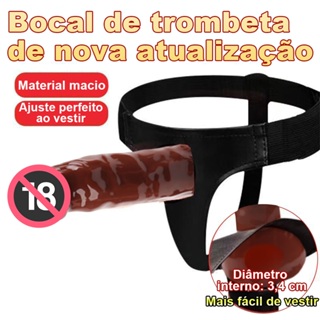 Prótese Peniana com Cueca Ajustável em Couro Sintético | Silicone Macio | Confortável e Realista | Uso Adulto 18+ em Oferta na Shopee