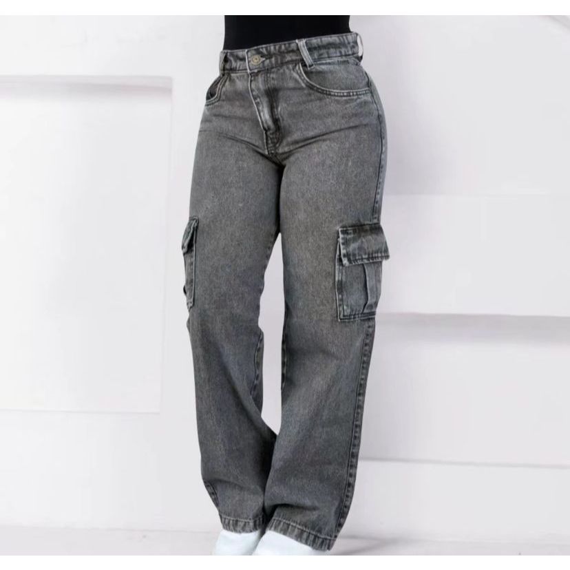 Calça Cargo Jeans Grafite Premium Juvenil e Adulto 10 ao 44