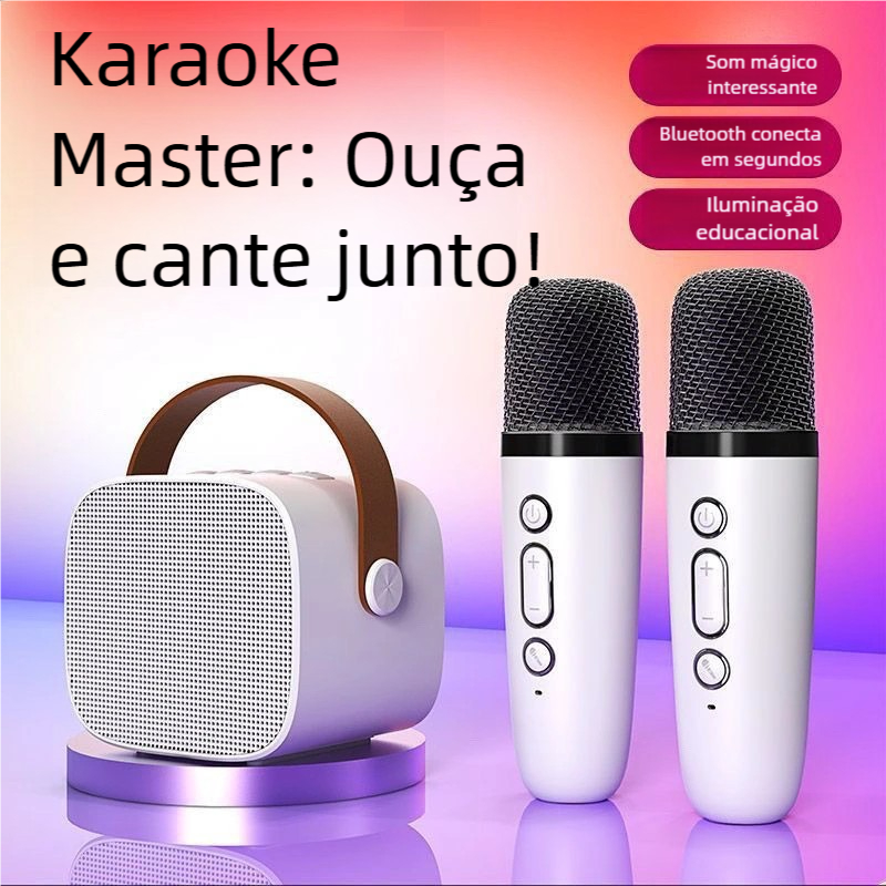 K12 Alto-falante Karaoke Bluetooth - Diversão para Toda a Família com Microfone e LED