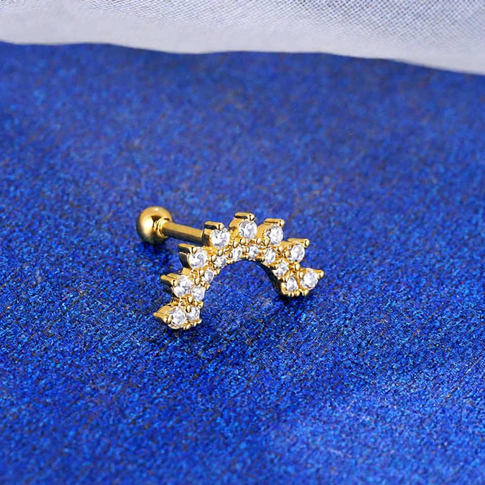Piercing Helix Zircônia Estrela Aço Inoxidável Cartilagem Tragus Labret Feminino Dourado Prata Delicado — imagem 2 de 2