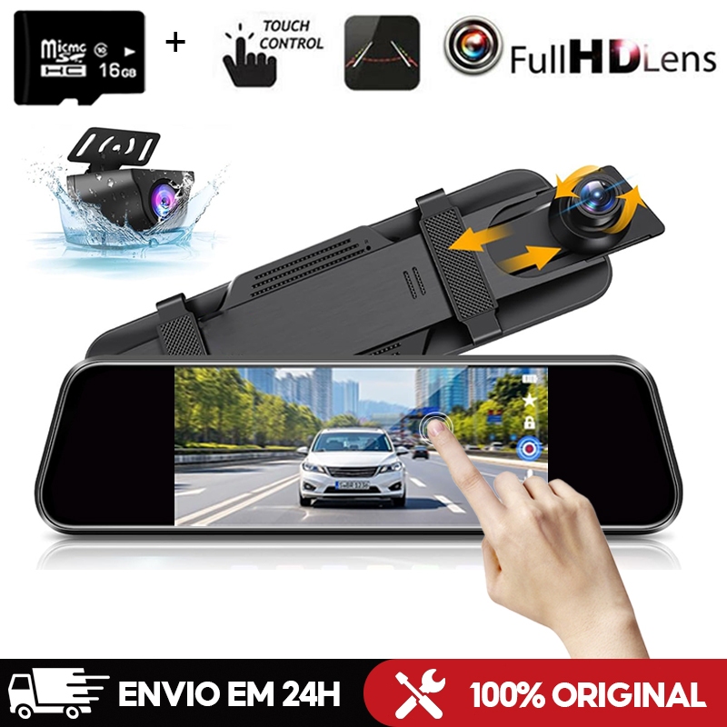 Espelho Retrovisor com Câmeras Tela Touch De 5 Polegadas 1080P HD 2 Câmeras Ré E Frontal