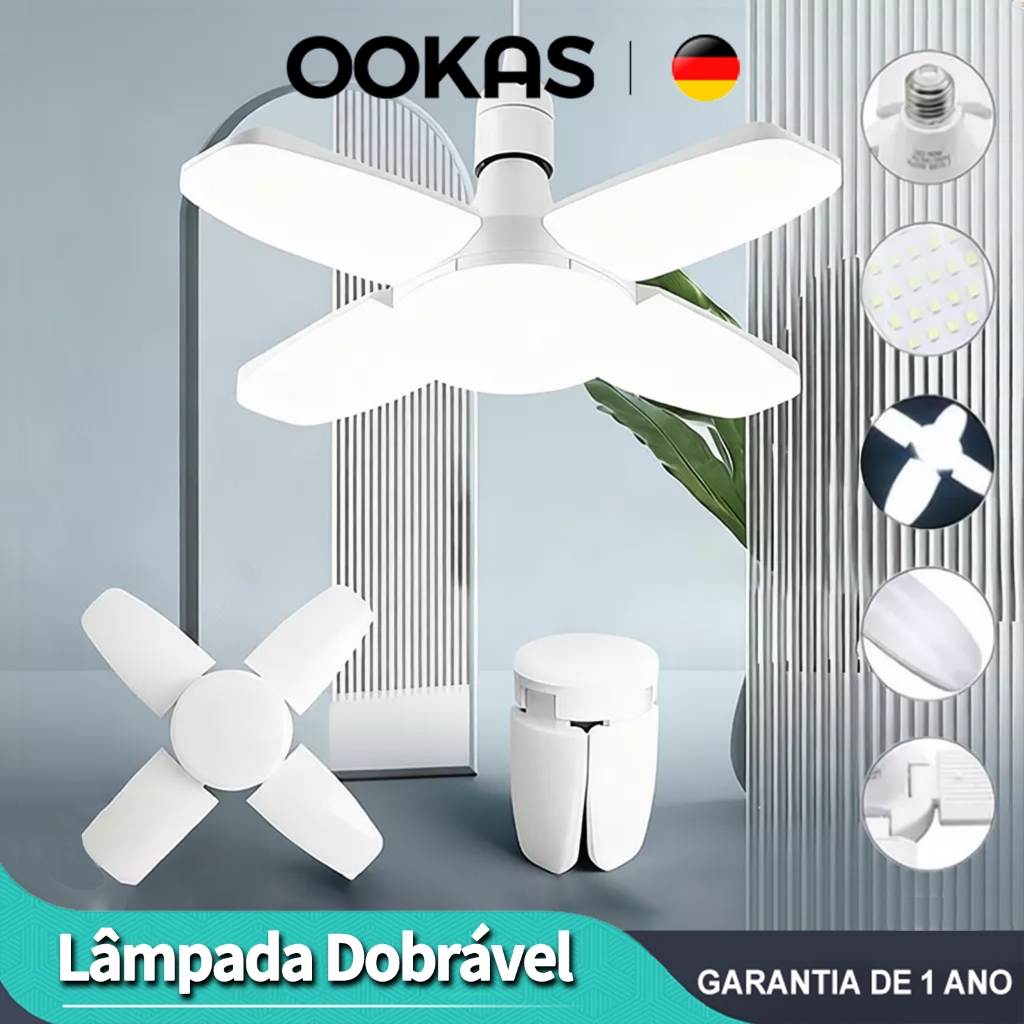 OOKAS Luminária LED 60W Dobrável Ventilador De Teto Luz De Alta Intensidade Lâmpada Luz Led 110v/220v em Oferta na Shopee