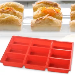 Molde Silicone Premium 9 Furos - Retangular para Bolo, Biscoito e Chocolate