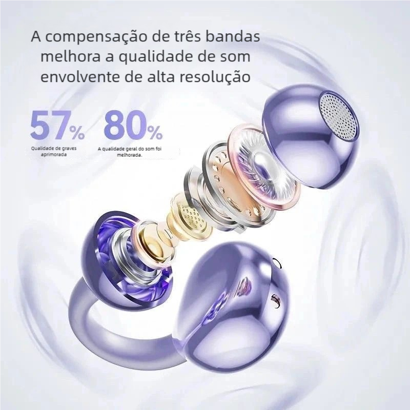 Fone Gancho Não Entra no Ouvido - Condução Óssea Bluetooth Sem Fio à Prova de Suor Oficial