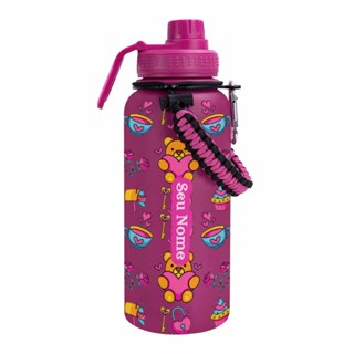 Personalizar Garrafa Térmica Inox 950ML A Vácuo Ursinho Coracao Flores Estampa Presente Casual em Oferta na Shopee