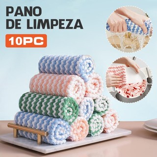 Kit 12 Pano de Limpeza de Microfibra Reutilizável   Alta Absorção Fácil de Limpar