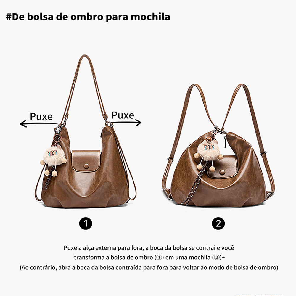 Bolsa Feminina Pequena de Ombro Impermeável com Pingente — foto 7