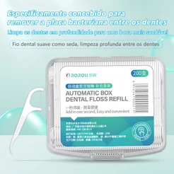 200 pçs de fio dental arqueado ultrafino,adequado para crianças limparem, vem com uma caixa portátil