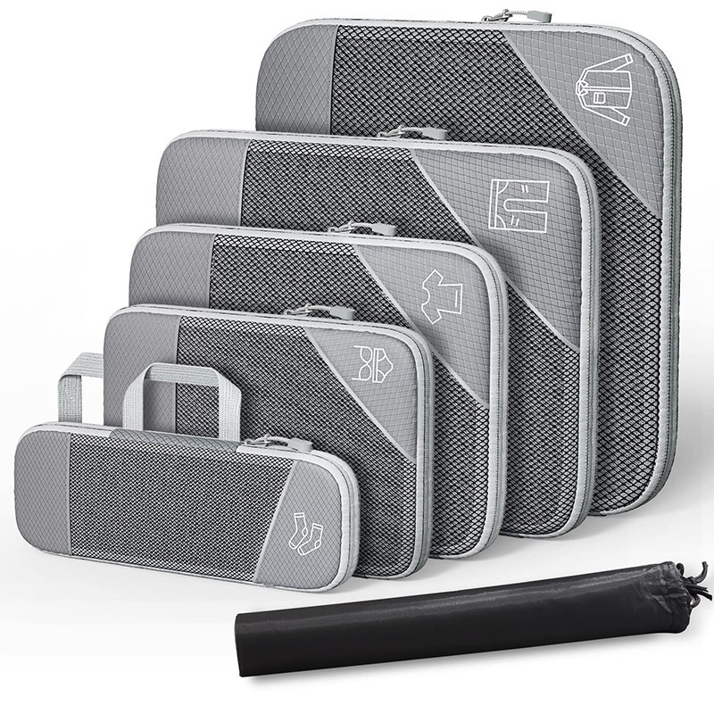 6 peças Caixa de compressão para viagens 1 conjunto Organizador de Roupas e Acessórios para Viagem