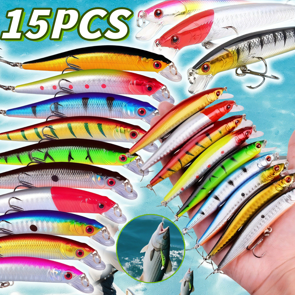 15 pçs/set Isca De Pesca Artificial Isca Dura de Alta Qualidade 3D Plástico Wiggle Isca Acessórios De Pesca