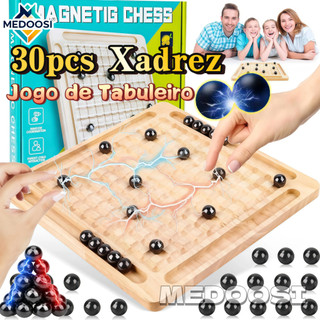 ​​MEDOOSI Xadrez Magnético de Madeira Portátil Jogo de Tabuleiro Infantil com 30Peças Bri…