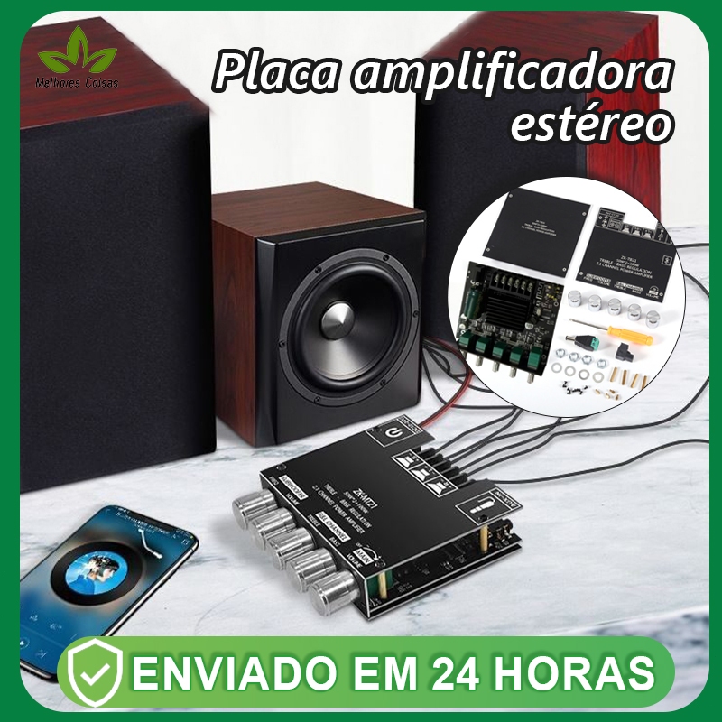 Placa amplificadora Bluetooth ZK-MT21, amplificador de subwoofer de 2.1 canais