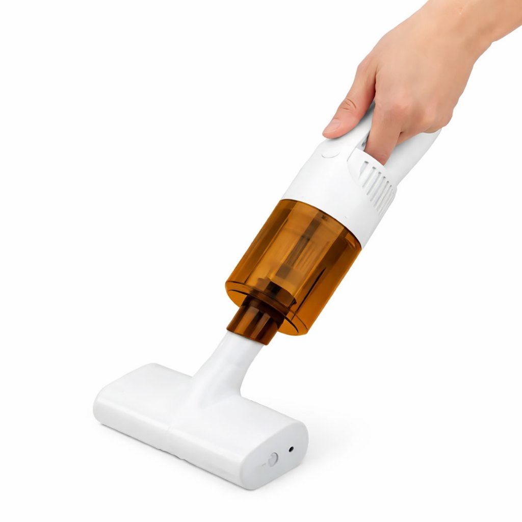 Mini Aspirador Portátil Sem Fio Anti-Ácaro 3000Pa Com LED + 3 Bicos Recarregável USB