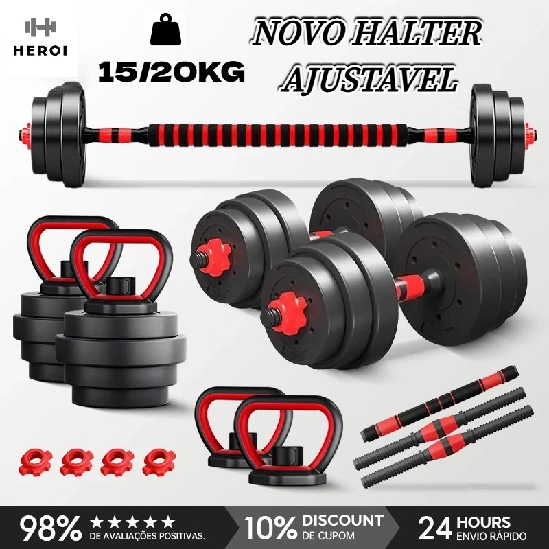 HEROI Halteres de Musculação /Kit Halteres de Musculação 15/20kg /Peso para Exercícios