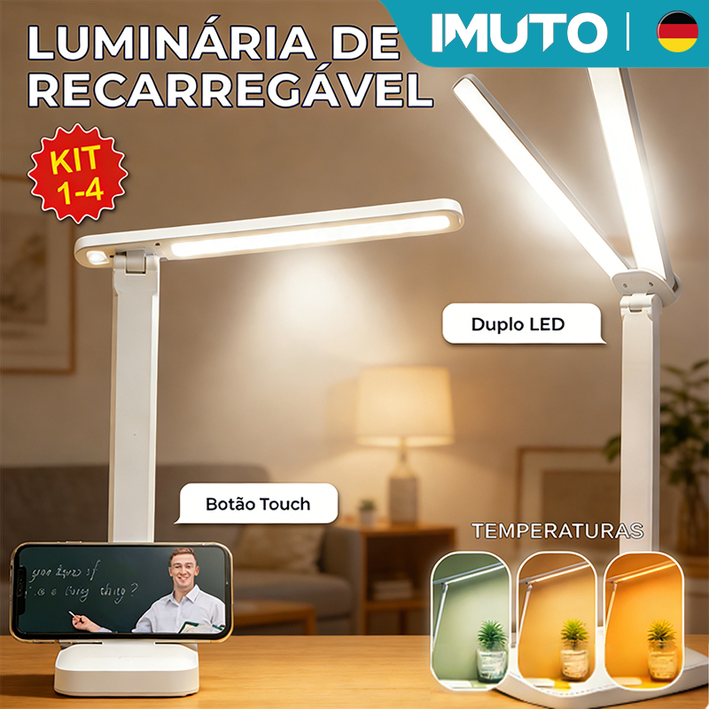 IMUTO Luminária de Mesa LED Abajur Dobrável 3 Tons de Luz Proteção para os Olhos USB 3 Modos em Oferta na Shopee