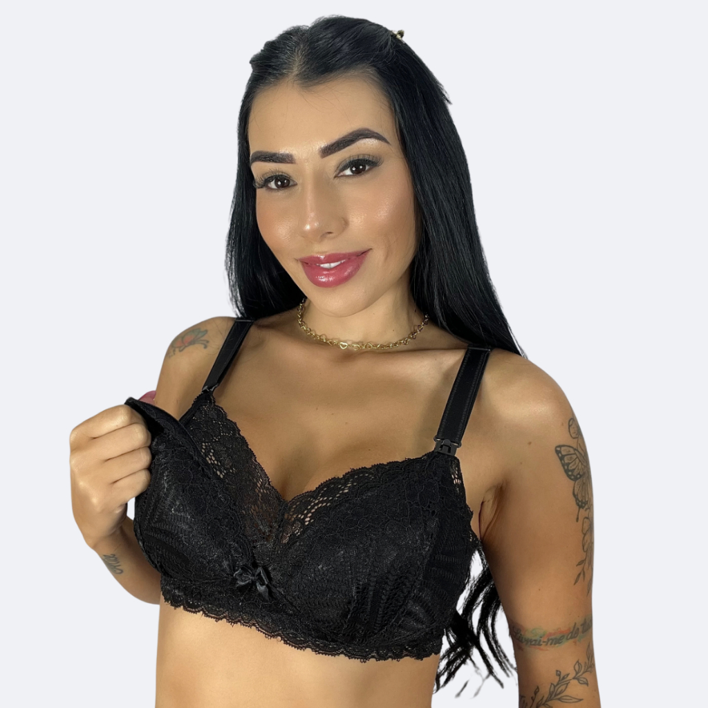 Sutiã Amamentação Com Bojo Soft Reforçado Alça Larga Gestante Pós Parto Easy Click Para Amamentar