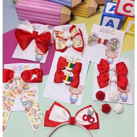 kit 7 laços escolares/kit volta as aulas/ kit semaninha/laços escolares/Xuxinha escolar/arco escolar