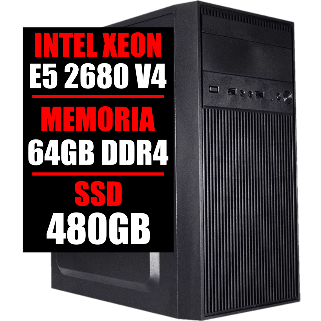 Pc Servidor Intel Xeon E5 2680 24 Nucleos, 64GB DDR4, Ssd 480Gb, GeForce, Windows 11