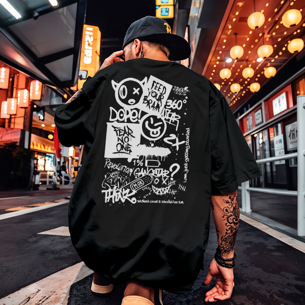 Camisa Camiseta Oversized Estilo Streetwear Estampa Graffite Urbano Skatista REF 3411