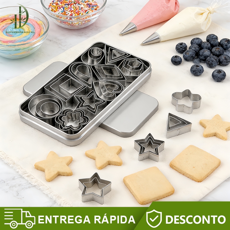 30 Peças Cortador Modelador Forma de Biscoito de aço inoxidável Pasta Americana Bolo Biscu...