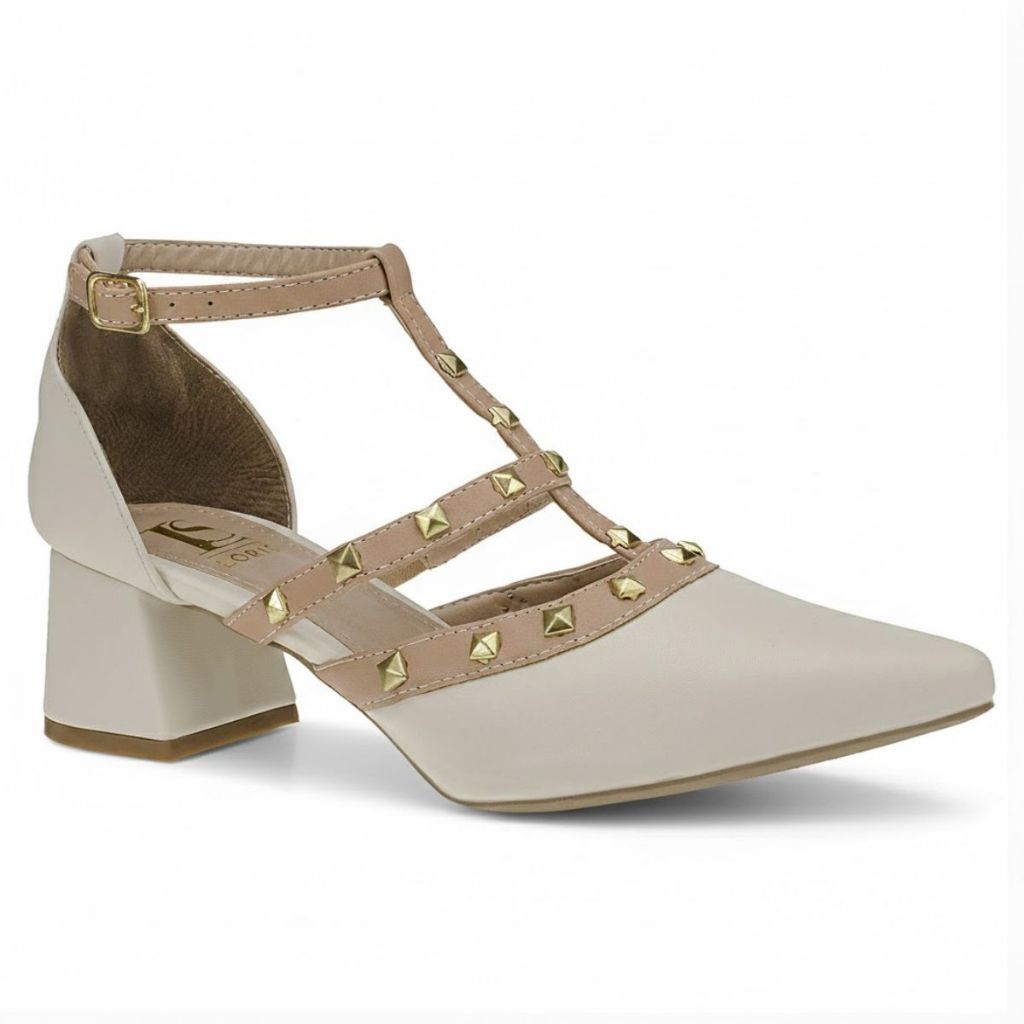 Sapato Feminino Scarpin Spyke Confort Saltinho Baixo Bloco Fivela 005 em Oferta na Shopee