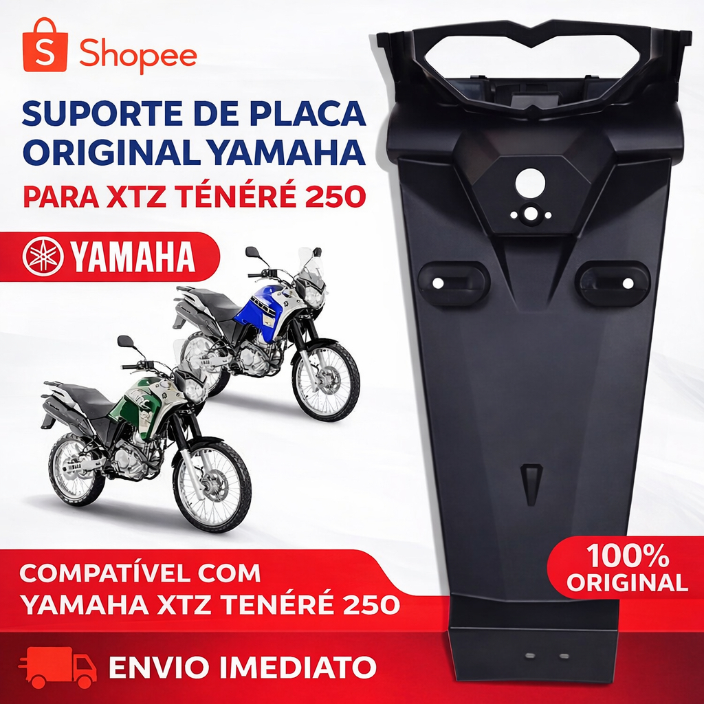 PARA-LAMA TRASEIRO SUPORTE LICENÇA PLACA TENERE 250 2016 2017 2018 2019