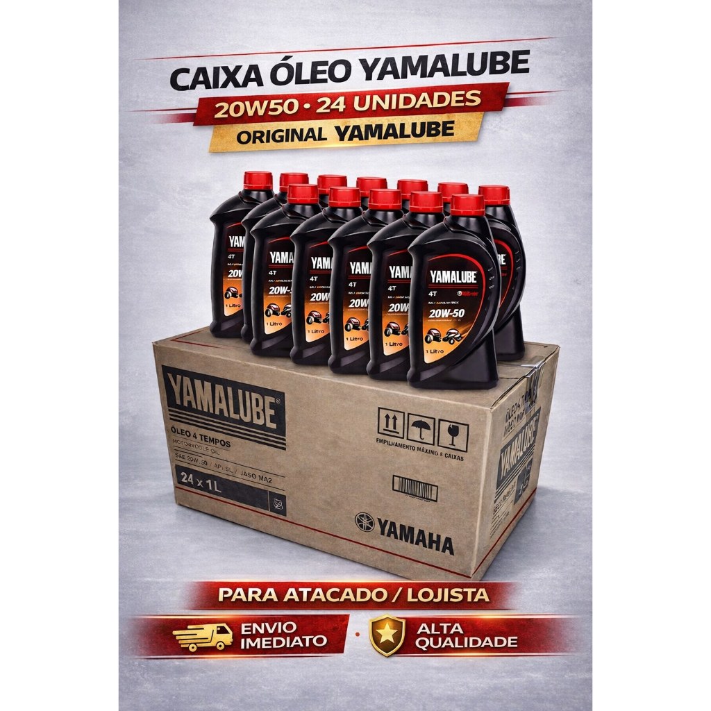 CAIXA ÓLEO YAMALUBE 20W50 24 UNIDADES ORIGINAL ATACADO LOJISTA