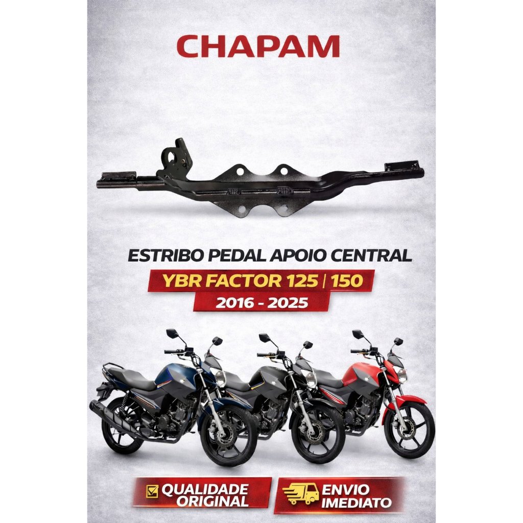 Estribo Pedal Apoio Central Ybr Factor 125 150 2016 2017 2018 2019 2020 2021 2022 2023 2024 2025