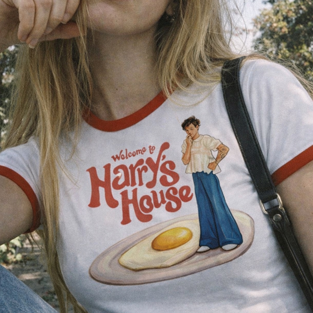 Camisa Feminina Baby Tee Harry Styles House T-shirt Vintage Y2K estética BabyLook