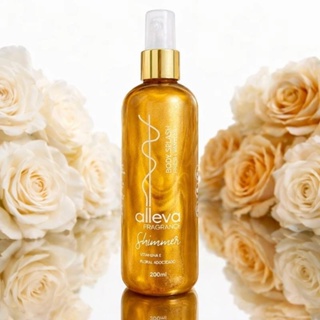 Body Splash Gliter Iluminador Baunilha Shimmer Alleva 200ml em Oferta na Shopee
