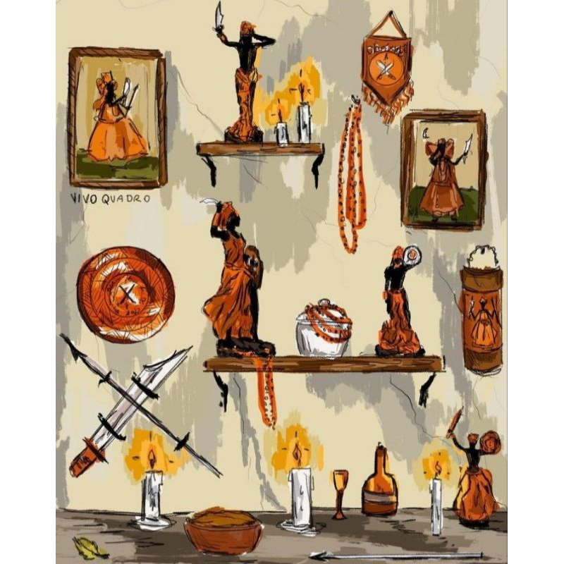 Quadro Decorativo Altar de Xangô Umbanda e Candomblé Envio Imediato