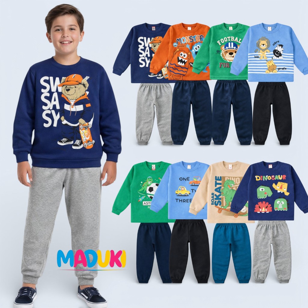 Lote 10 Peças Moletom Masculino Infantil Inverno Conjunto 1 a 8 Flanelado em Oferta na Shopee