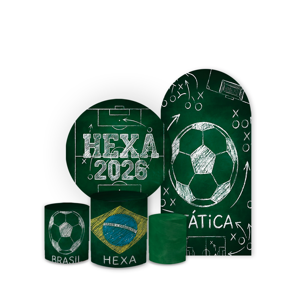 Kit Casadinho Capas De Painel E Cilindro Copa Do Mundo 2026 Hexa Futebol Festa Torcida Verde Amarela