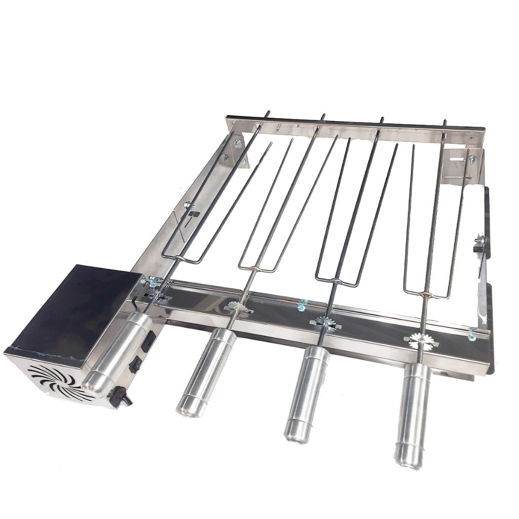 Grill Giratória 4 Espetos Pré Moldada Inox Regulável Bivolt Essencial Grill