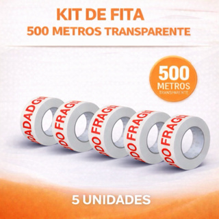 Fita Adesiva Durex 500 Metros kit com 5 Unidades Cuidado Frágil em Oferta na Shopee