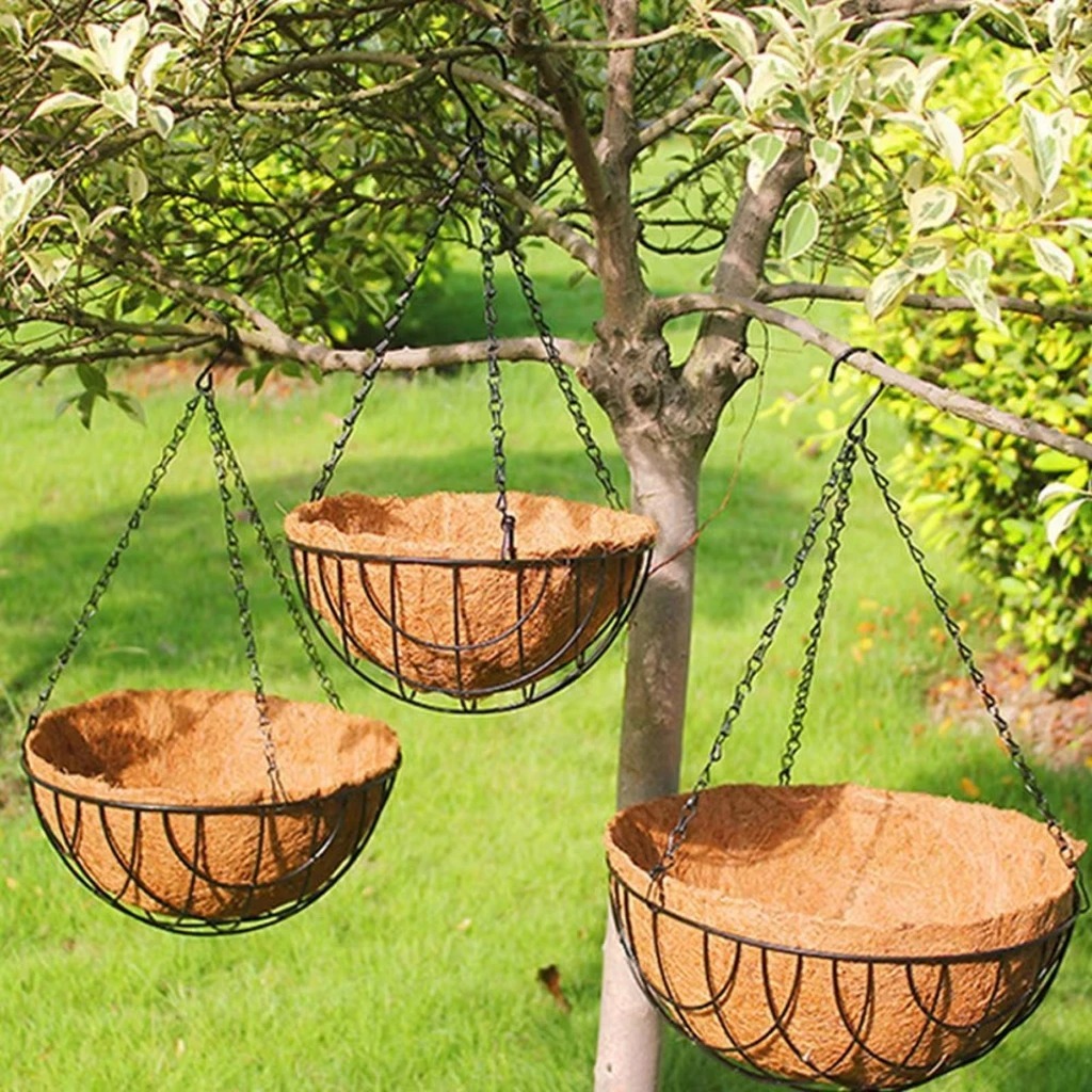 Kit Vaso De Fibra De Coco + Corrente Suporte Pendente Ideal Para Decorações Fibra Coco 2026