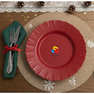 Kit 50 Prato Redondo e Fundo plástico com bordas decoradas p/ Evento Resistente Reutilizavel e Pratico em Oferta na Shopee