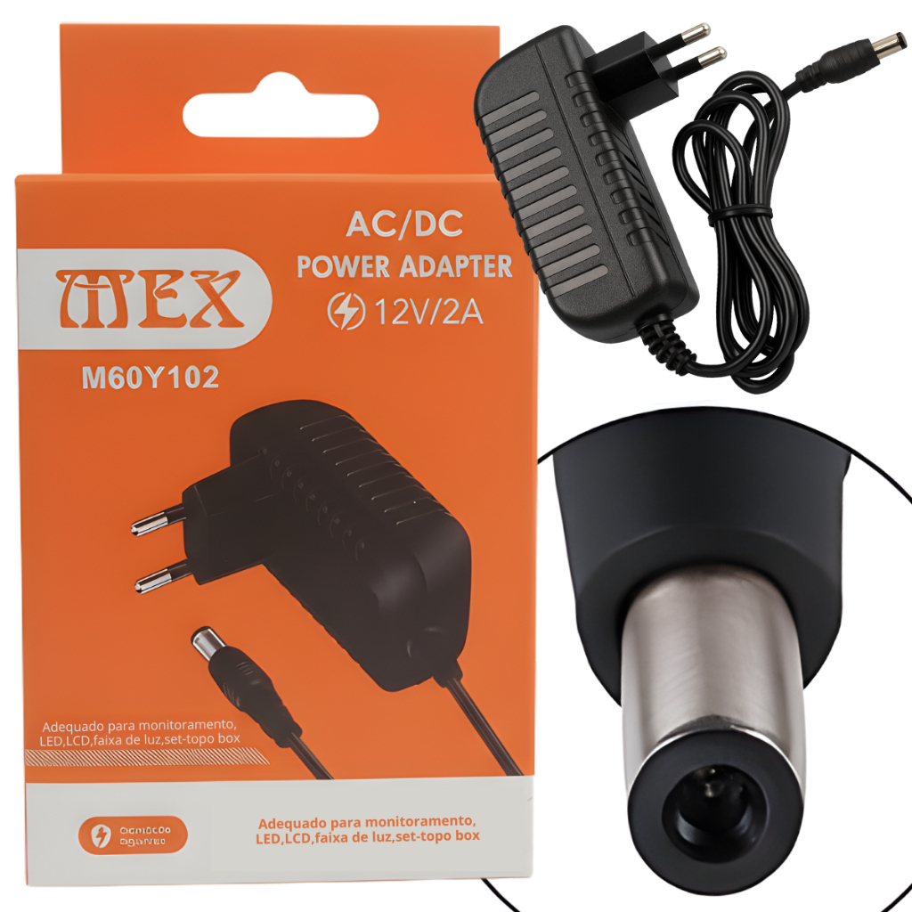 Kit 3 Fonte de Alimentação 12V 2A P/ Diversos Aparelhos- Entrada 110-240V, Proteção Curto-Circuito