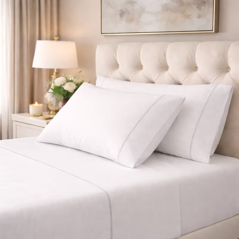 Jogo De Lençol 600 Fios Micropercal Ponto Palito Solteiro Casal Queen King Toque Acetinado Oferta