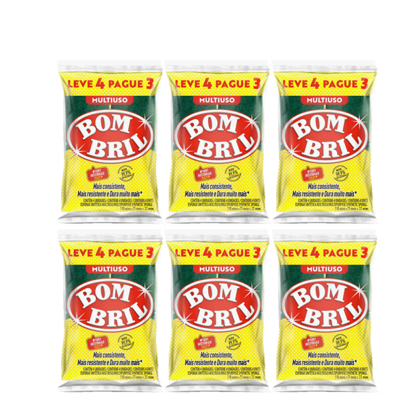 Kit 6 Esponja Bom Bril Multiuso em Oferta na Shopee