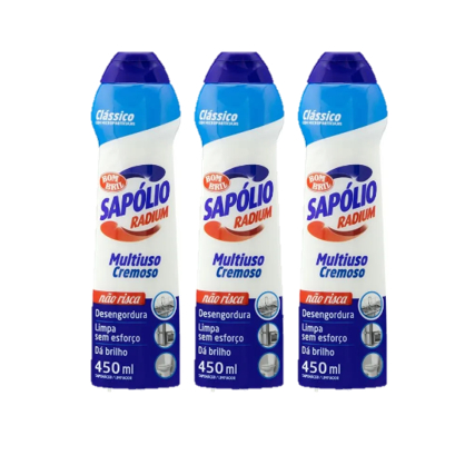Kit 3 Sapólio Radium Cremoso Clássico 450ml em Oferta na Shopee